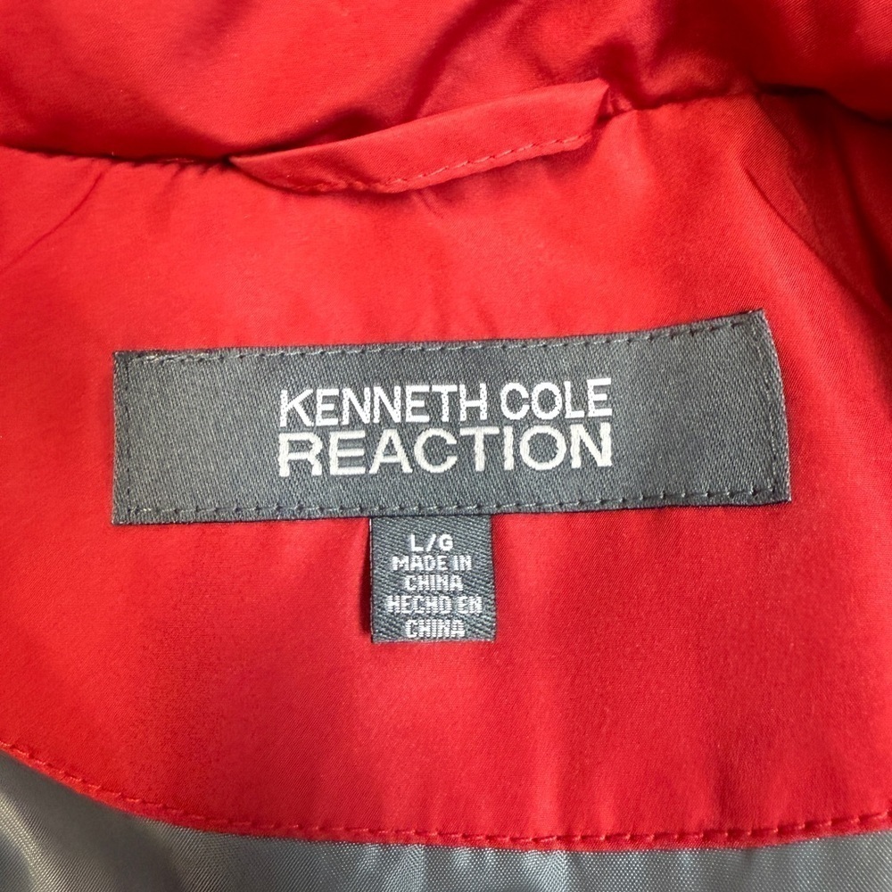 Kenneth Cole Reaction: Women's Down Red Puffer Jacket, Size L - Picture 3 of 11